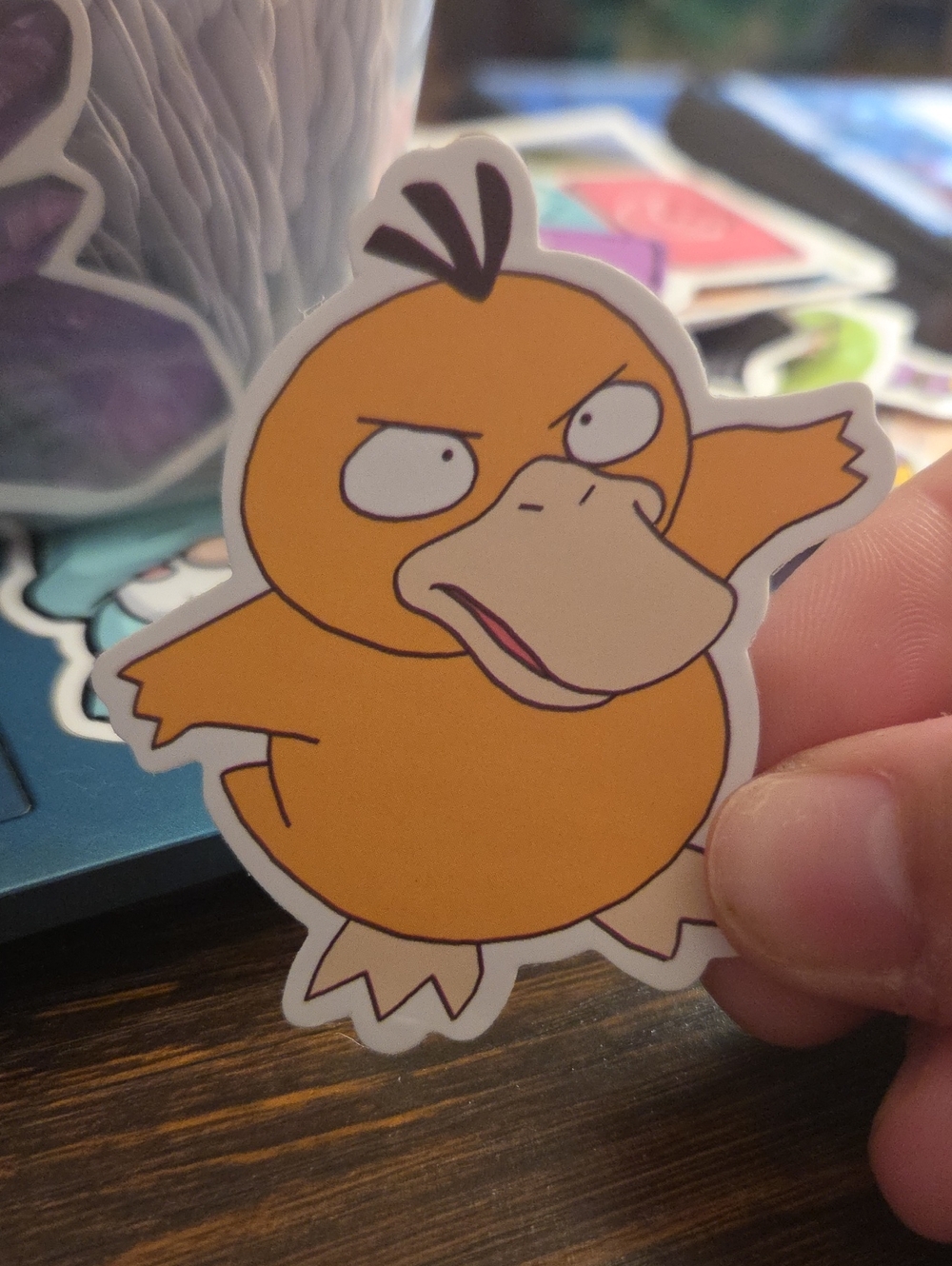 Pokemon Orange Psyduck Vinyl Sticker